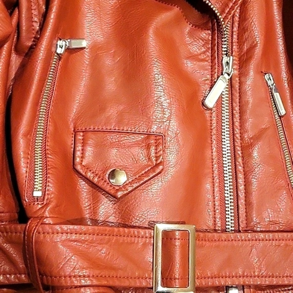 FREE PRESS Motorcycle Jacket Vegan Leather Notch Collar sz small - Picture 4 of 12